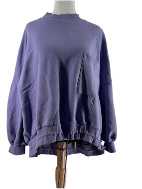 NAP Loungewear Oversized purple Pullover Sweatshirt Drawstring Hem Size XL